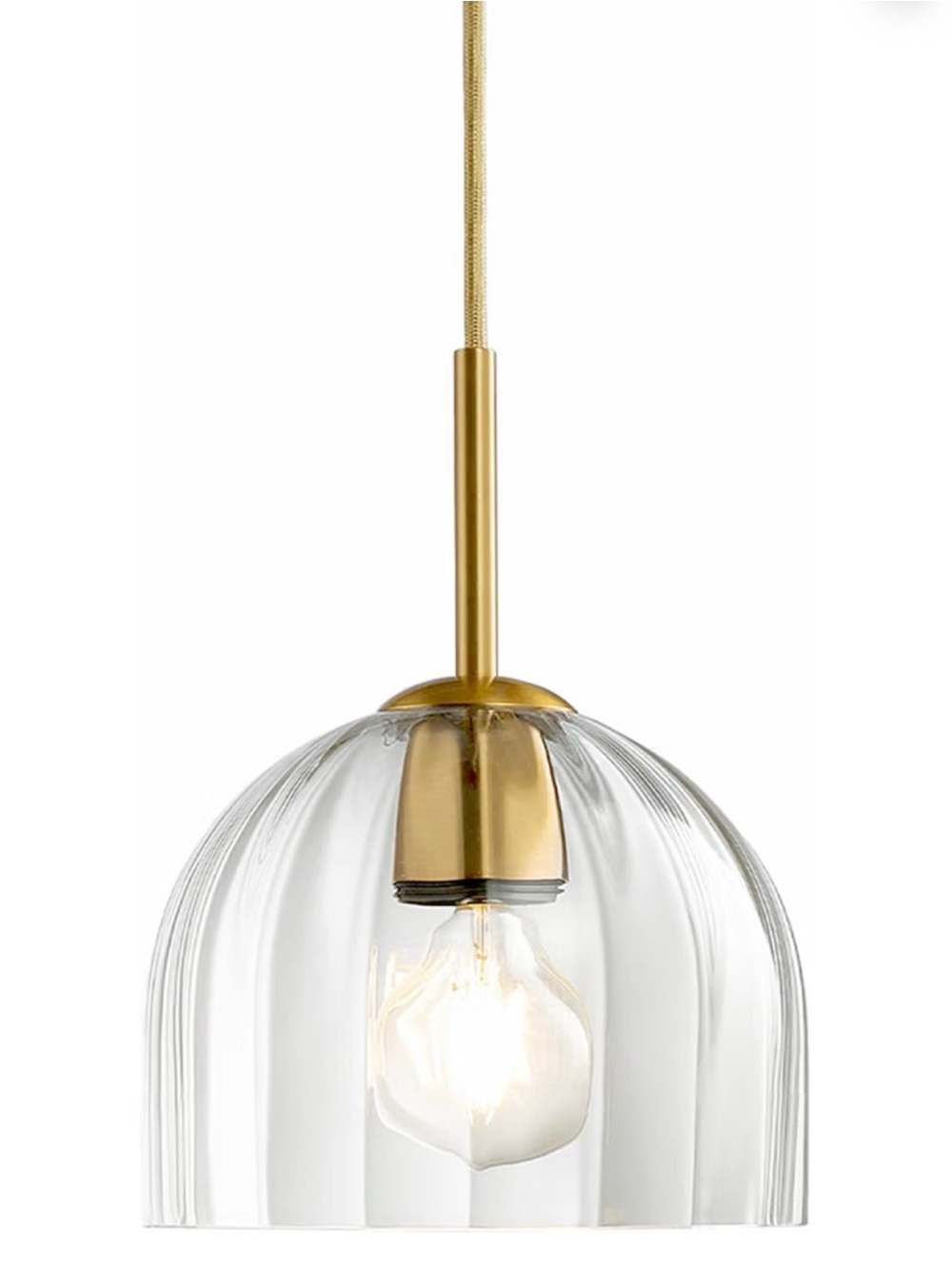 Glass Dome Pendant Light in Clear and Gold